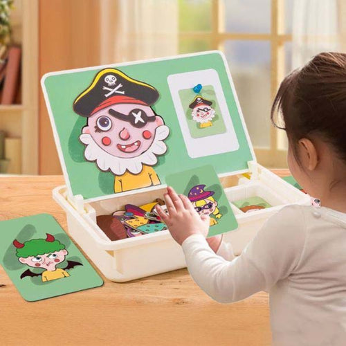 Magnetic Puzzle Drawing Board, magnetic puzzle toys for kids, educational magnetic drawing board, preschool learning toys ages 3-6, magnetic dress-up toy for girls, transportation puzzle for toddlers| Totlogics