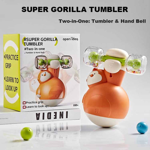 Super Gorilla Tumbler, infant developmental toys, baby tumbler toy, sensory bell toy, early motor skills toy, wobble toy for crawling | Totlogics