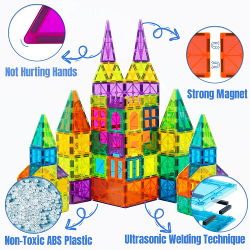 Magnetic Tiles for Kids – 100-Piece Magnetic Building Set for Toddlers Ages 1–5 | STEM Montessori Toy for 2-, 3-, and 4-Year-Old Boys & Girls | Toys for Toddlers, Preschoolers, and Elementary School Children | Totlogics