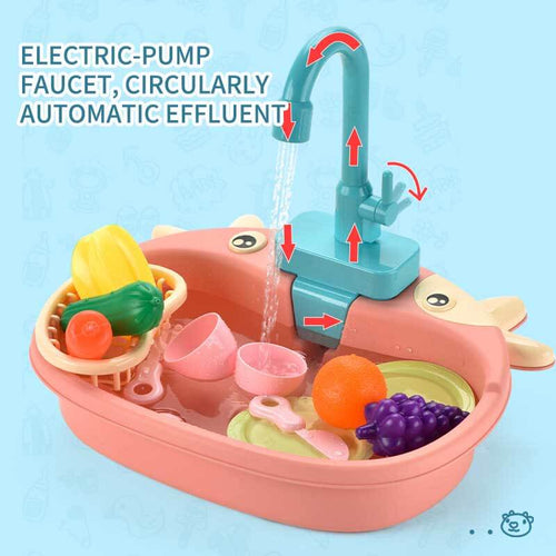 Play Kitchen Sink Toy with Running Water for Kids Toddler, Learning Dishwasher Set with Automatic Water Cycle System, Pretend Role Play Toys for Boys Girls | Shinymarch®