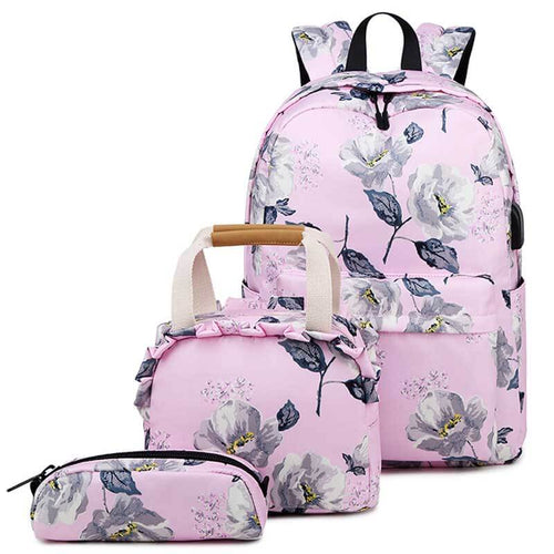 Floral Backpack Three-piece Set