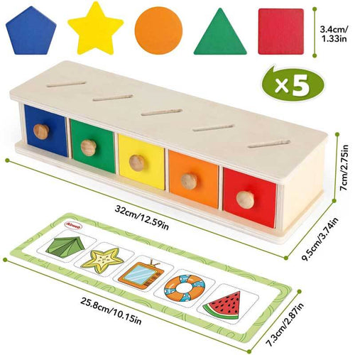 Color Shape Sorting Toy for Toddler 1-3 Year Old, Wooden Montessori Toy Shape Sorter Color Matching Box Game, Preschool Early Educational Learning Sensory Toy for Baby Boy Girl 1 2 3 Year Old | Shinymarch