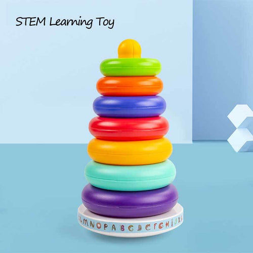 Stacks of Circles Stacking Ring STEM Learning Toy, Age 3+ Months, Multi, 9 Piece Set | Shinymarch