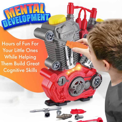 Take Apart Toys Engine Building Kit with Lights, Sounds & Over 20 COOL MECHANIC TOY TOOLS for Kids - Great for Children all Ages - #1 Best Boys Toys Gifts for Boys Idea - Hours of Educational Fun! | Shinymarch