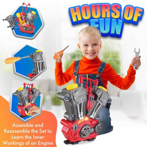 Take Apart Toys Engine Building Kit with Lights, Sounds & Over 20 COOL MECHANIC TOY TOOLS for Kids - Great for Children all Ages - #1 Best Boys Toys Gifts for Boys Idea - Hours of Educational Fun! | Shinymarch