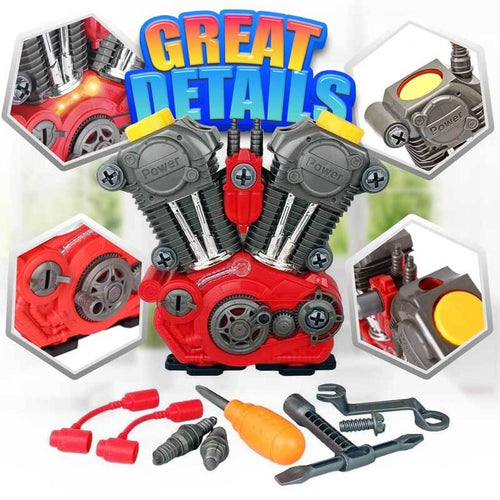 Take Apart Toys Engine Building Kit with Lights, Sounds & Over 20 COOL MECHANIC TOY TOOLS for Kids - Great for Children all Ages - #1 Best Boys Toys Gifts for Boys Idea - Hours of Educational Fun! | Shinymarch