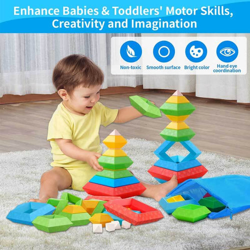 Pyramids Stacking Blocks for Kids aged 1-5 | Shinymarch