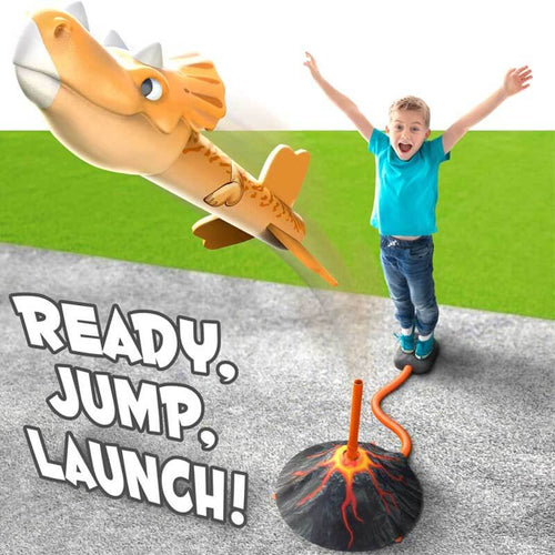 Dinosaur Rocket Launcher, Launch up to 100 ft. Birthday Gift, for Boys & Girls Age 3 4 5 6 7 Years Old - Outdoor Toys, Family Fun, Dinosaur Toy | Shinymarch