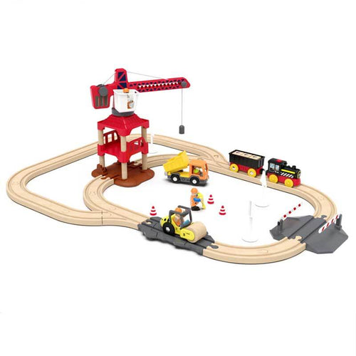 Shinymarch® Wooden Train Set, Wooden Train Set with Battery Operated Train & Wooden Tracks -fits Thomas, fits Brio, fits Chuggington, fits Melissa and Other Major Brands- Kids Toys for 3+ Years Old Boys & Girls | Shinymarch