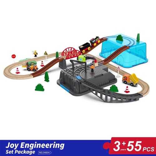 Shinymarch® Wooden Train Set, Wooden Train Set with Battery Operated Train & Wooden Tracks -fits Thomas, fits Brio, fits Chuggington, fits Melissa and Other Major Brands- Kids Toys for 3+ Years Old Boys & Girls | Shinymarch