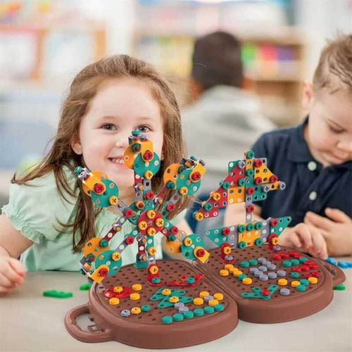 Creative Mosaic Drill Set for Kids, STEM Learning Toys, 3D Construction Engineering Building Blocks for Boys and Girls Ages 3 4 5 6 7 8 9 10 Year Old | Shinymarch