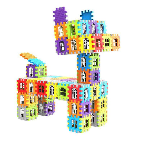 Waffle Interlocking Building Blocks with Storage Container for Kids & Toddlers | Shinymarch®