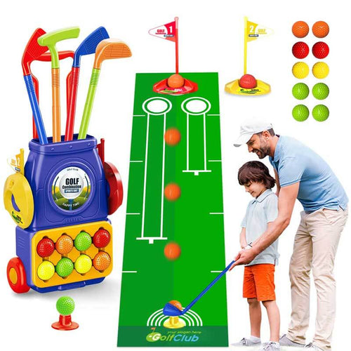 Toddler Golf Set,Kids Golf Cart Toys Sets with 10 Balls and 1 Mat,Outdoor Golf Cart for Boys and Girls Aged 3-5 Years Old,Birthday Gift Toys for Ages 1-3 | Shinymarch