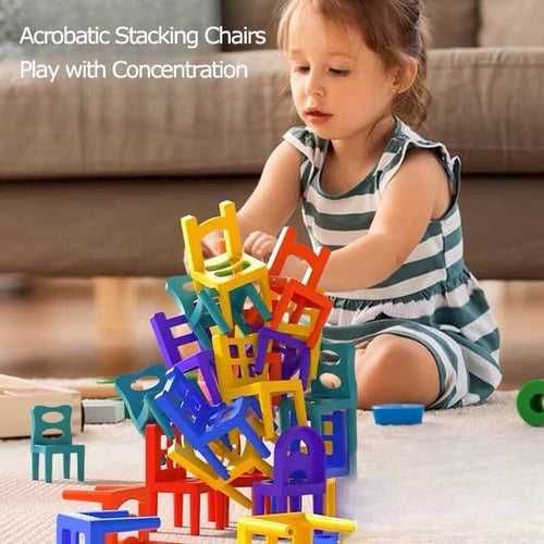 Acrobatic Stacking Chairs, Balance Game Toys Stacking Games Chairs Puzzles Building Blocks Party Game | Shinymarch