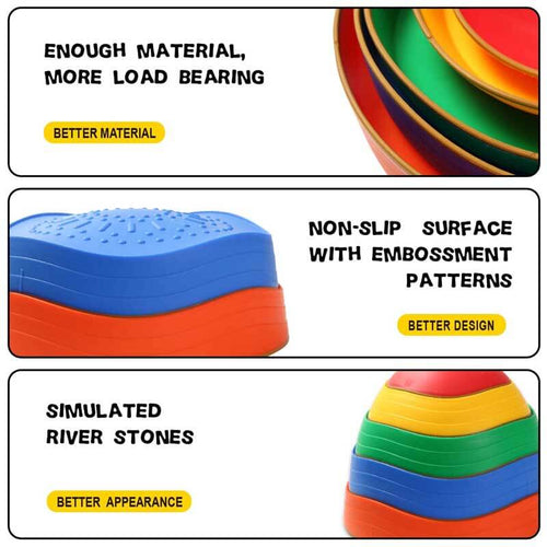 5Pcs Non-Slip Plastic Balance Stepping Stones for kids,up to 220 Ibs for Pomoting Children's Coordination Skills Obstacle Courses Sensory Toys for Toddlers, Indoor or Outdoor Play | Shinymarch